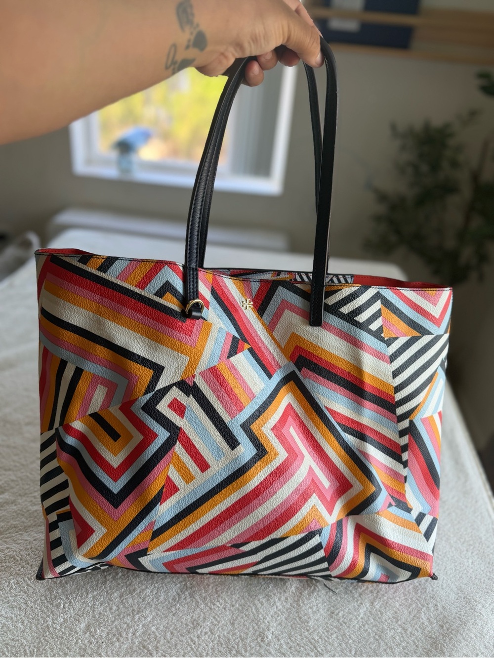 Tory Burch Coated Canvas T Print Tote - Picture 5 of 10